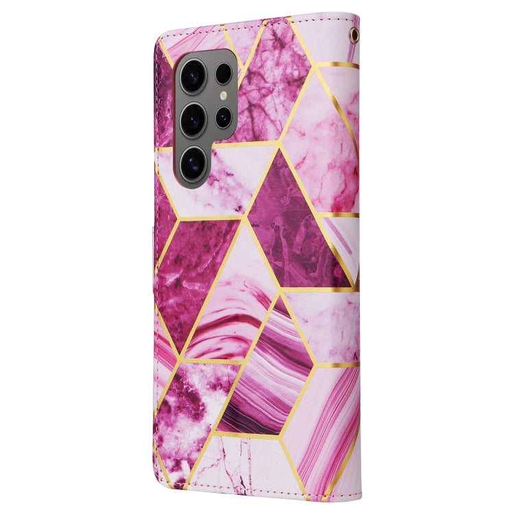 For Samsung Galaxy S25 Ultra 5G Marble Bronzing Stitching Leather Phone Case(Purple) by buy2fix