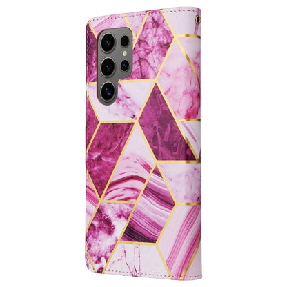 For Samsung Galaxy S25 Ultra 5G Marble Bronzing Stitching Leather Phone Case(Purple) by buy2fix