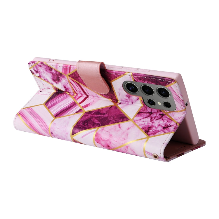 For Samsung Galaxy S25 Ultra 5G Marble Bronzing Stitching Leather Phone Case(Purple) by buy2fix