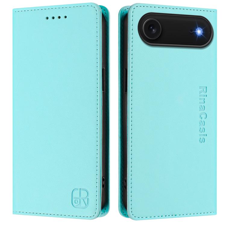 For iPhone Air RC01 Dual-Folded Magnetic Suction RFID Leather Phone Case(Mint Green) - iPhone Air Cases by buy2fix | Online Shopping UK | buy2fix