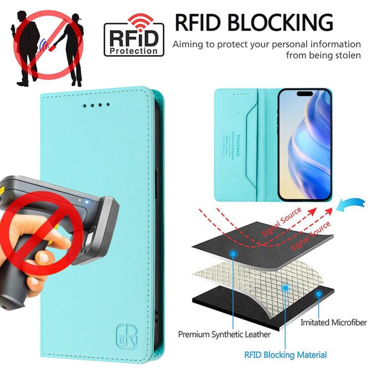 For iPhone Air RC01 Dual-Folded Magnetic Suction RFID Leather Phone Case(Mint Green) - iPhone Air Cases by buy2fix | Online Shopping UK | buy2fix