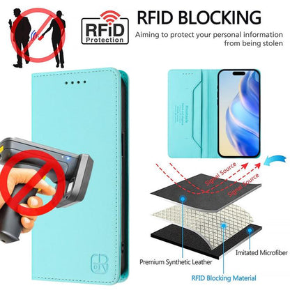 For iPhone Air RC01 Dual-Folded Magnetic Suction RFID Leather Phone Case(Mint Green) - iPhone Air Cases by buy2fix | Online Shopping UK | buy2fix