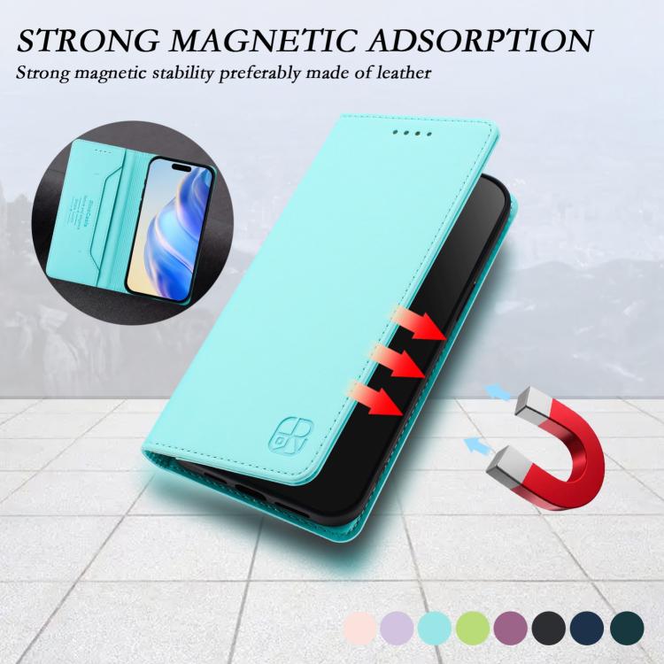 For iPhone Air RC01 Dual-Folded Magnetic Suction RFID Leather Phone Case(Mint Green) - iPhone Air Cases by buy2fix | Online Shopping UK | buy2fix