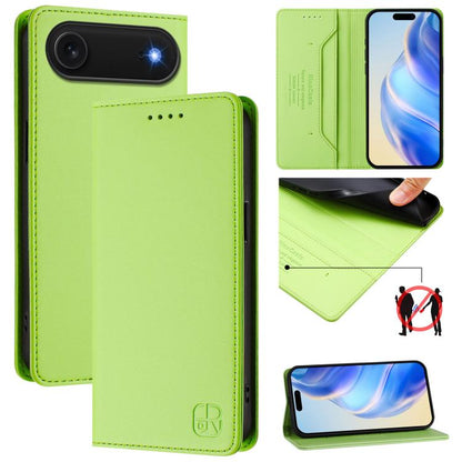 For iPhone Air RC01 Dual-Folded Magnetic Suction RFID Leather Phone Case(Grass Green) - iPhone Air Cases by buy2fix | Online Shopping UK | buy2fix