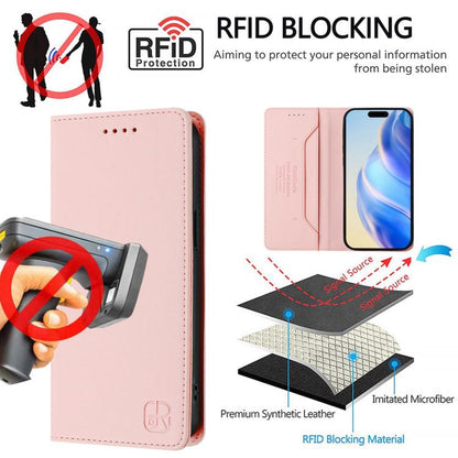 For iPhone Air RC01 Dual-Folded Magnetic Suction RFID Leather Phone Case(Pink) - iPhone Air Cases by buy2fix | Online Shopping UK | buy2fix