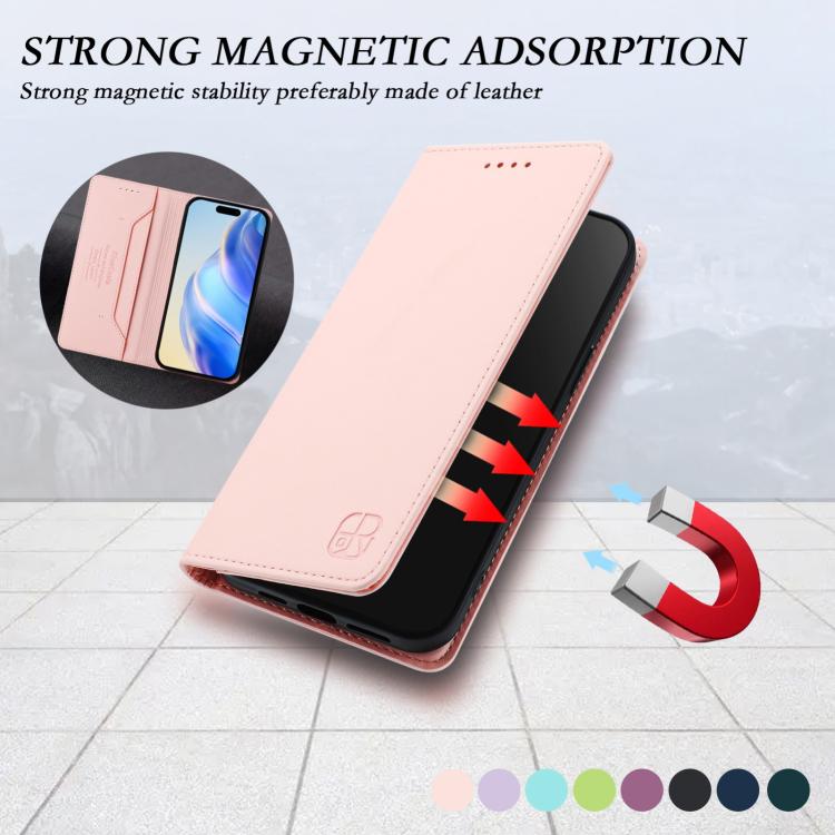 For iPhone Air RC01 Dual-Folded Magnetic Suction RFID Leather Phone Case(Pink) - iPhone Air Cases by buy2fix | Online Shopping UK | buy2fix
