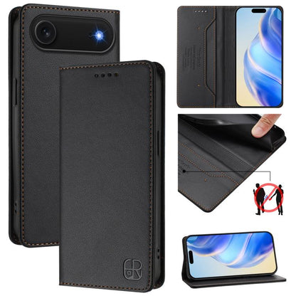 For iPhone Air RC01 Dual-Folded Magnetic Suction RFID Leather Phone Case(Black) - iPhone Air Cases by buy2fix | Online Shopping UK | buy2fix
