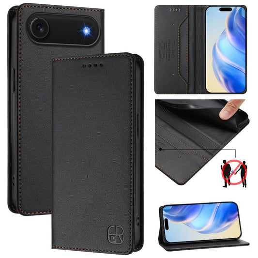 For iPhone Air RC01 Dual-Folded Magnetic Suction RFID Leather Phone Case(Black) - iPhone Air Cases by buy2fix | Online Shopping UK | buy2fix