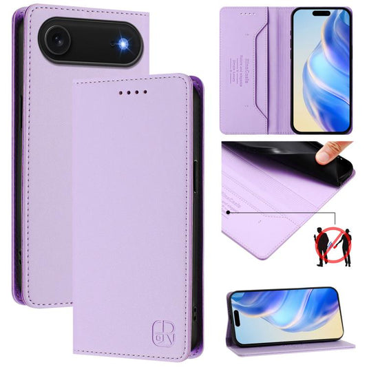 For iPhone Air RC01 Dual-Folded Magnetic Suction RFID Leather Phone Case(Light Purple) - iPhone Air Cases by buy2fix | Online Shopping UK | buy2fix