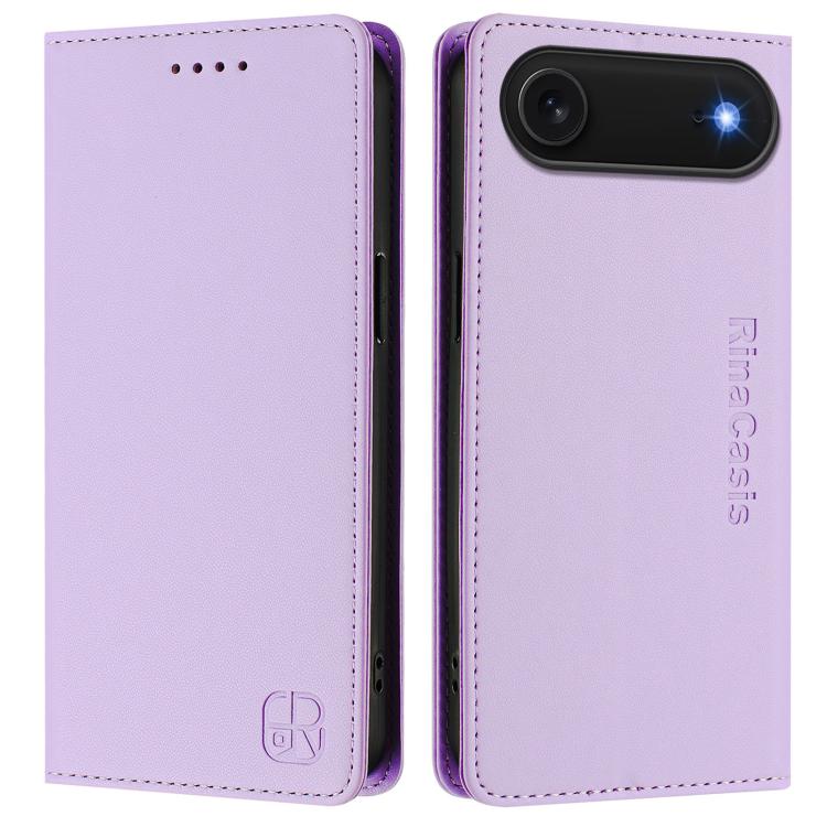 For iPhone Air RC01 Dual-Folded Magnetic Suction RFID Leather Phone Case(Light Purple) - iPhone Air Cases by buy2fix | Online Shopping UK | buy2fix