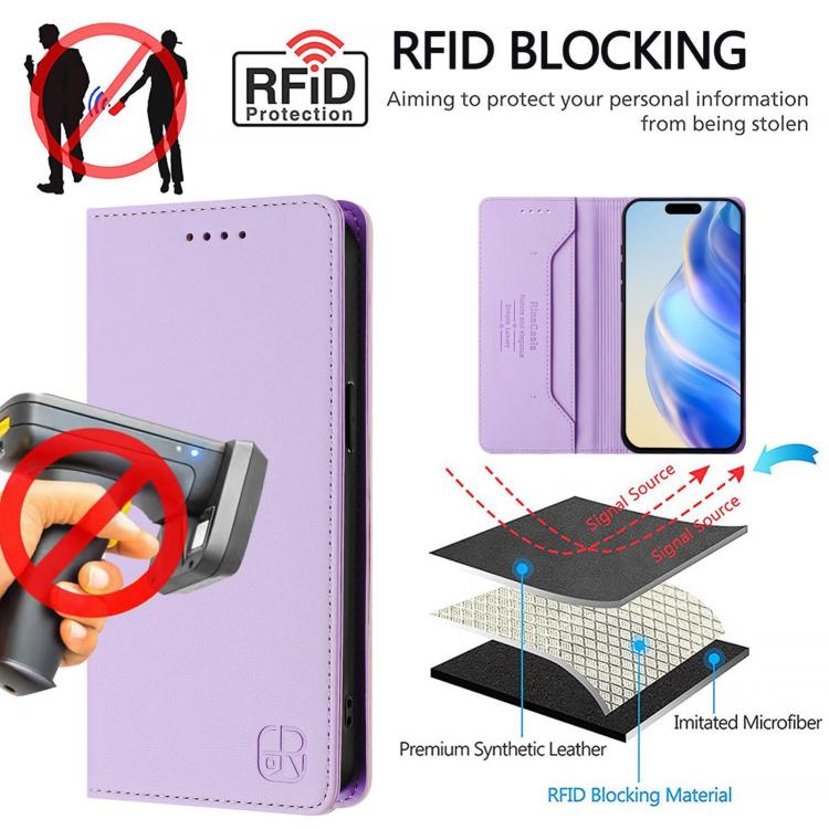 For iPhone Air RC01 Dual-Folded Magnetic Suction RFID Leather Phone Case(Light Purple) - iPhone Air Cases by buy2fix | Online Shopping UK | buy2fix