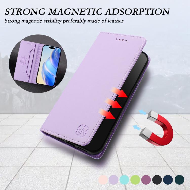 For iPhone Air RC01 Dual-Folded Magnetic Suction RFID Leather Phone Case(Light Purple) - iPhone Air Cases by buy2fix | Online Shopping UK | buy2fix