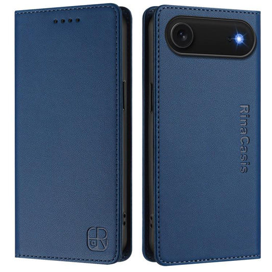 For iPhone Air RC01 Dual-Folded Magnetic Suction RFID Leather Phone Case(Dark Blue) - iPhone Air Cases by buy2fix | Online Shopping UK | buy2fix