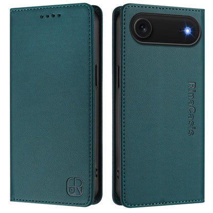 For iPhone Air RC01 Dual-Folded Magnetic Suction RFID Leather Phone Case(Dark Green) - iPhone Air Cases by buy2fix | Online Shopping UK | buy2fix