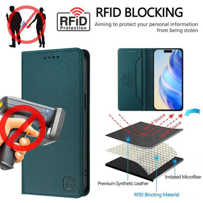 For iPhone Air RC01 Dual-Folded Magnetic Suction RFID Leather Phone Case(Dark Green) - iPhone Air Cases by buy2fix | Online Shopping UK | buy2fix