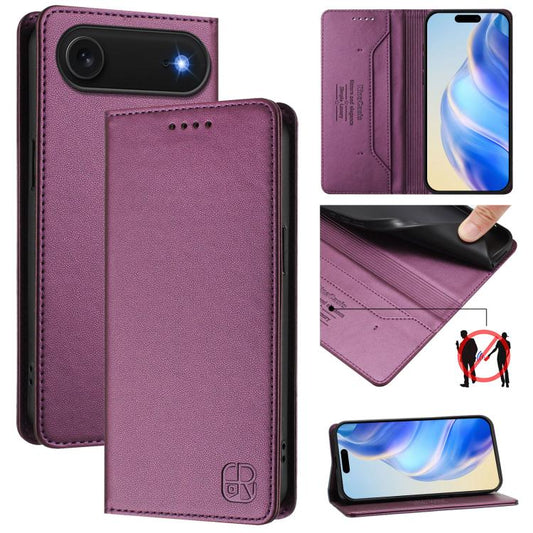 For iPhone Air RC01 Dual-Folded Magnetic Suction RFID Leather Phone Case(Violet) - iPhone Air Cases by buy2fix | Online Shopping UK | buy2fix