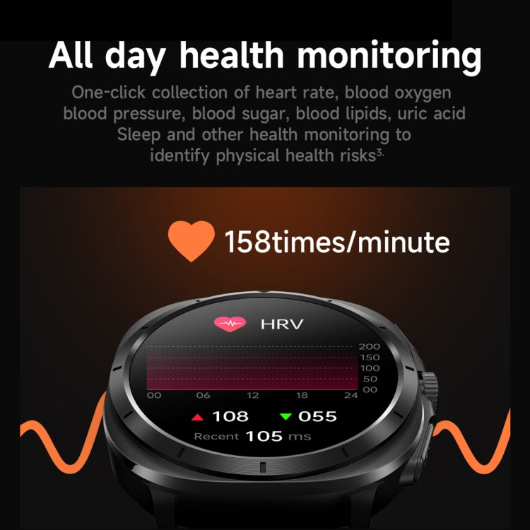 ET492 1.43 inch AMOLED Screen Silicone Strap Smart Watch Supports ECG/Blood Sugar Monitoring(Black) - Smart Watches by buy2fix | Online Shopping UK | buy2fix