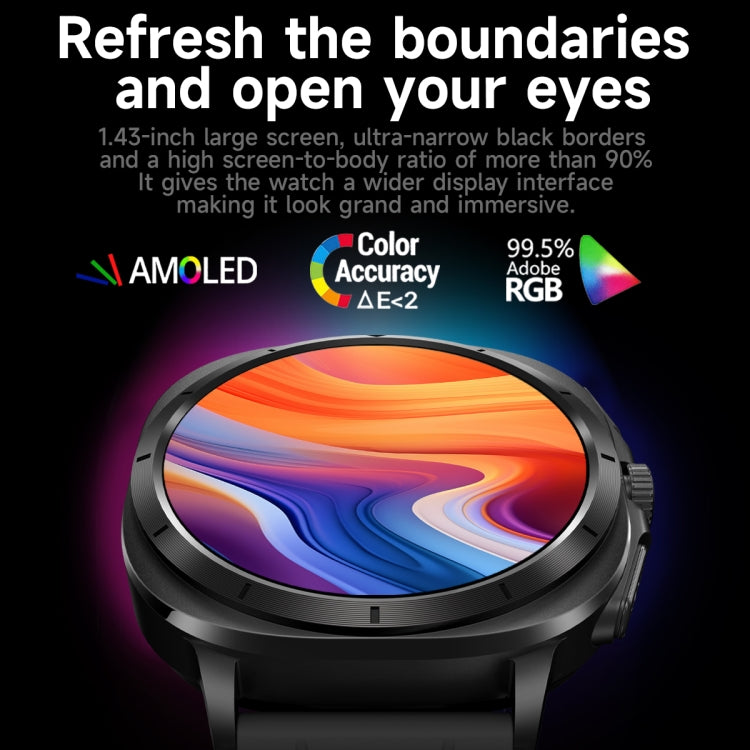 ET492 1.43 inch AMOLED Screen Steel Strap Smart Watch Supports ECG/Blood Sugar Monitoring(Black) - Smart Watches by buy2fix | Online Shopping UK | buy2fix