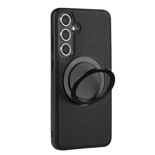 For Samsung Galaxy S25 5G ViLi TCY Series Kevlar Leather Texture Rotating Holder Phone Case(Black) - Galaxy S25 5G Cases by ViLi | Online Shopping UK | buy2fix