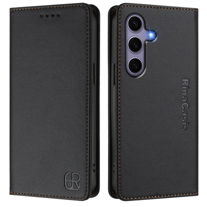 For Samsung Galaxy S24 / S25 5G RC01 Dual-Folded Magnetic Suction RFID Leather Phone Case(Black) by buy2fix