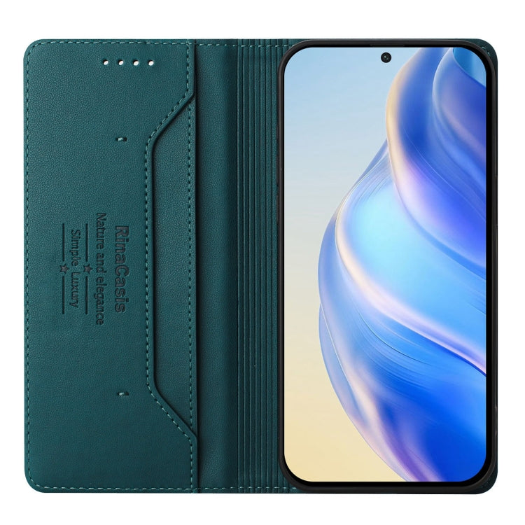 For Samsung Galaxy S24 / S25 5G RC01 Dual-Folded Magnetic Suction RFID Leather Phone Case(Dark Green) by buy2fix