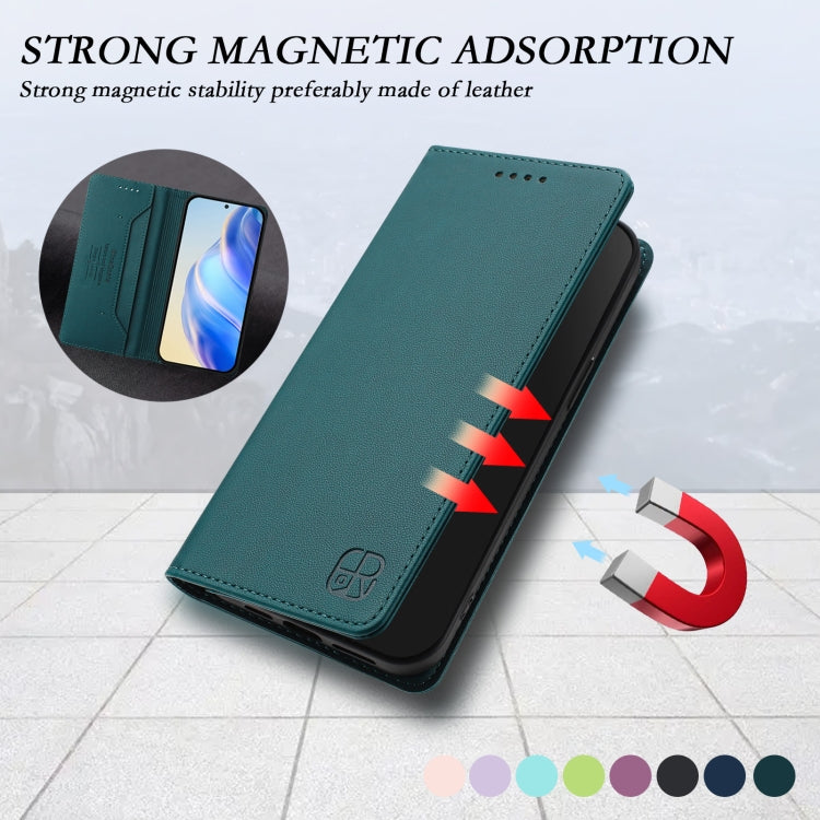 For Samsung Galaxy S24 / S25 5G RC01 Dual-Folded Magnetic Suction RFID Leather Phone Case(Dark Green) by buy2fix