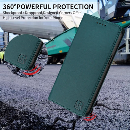 For Samsung Galaxy S24 / S25 5G RC01 Dual-Folded Magnetic Suction RFID Leather Phone Case(Dark Green) by buy2fix