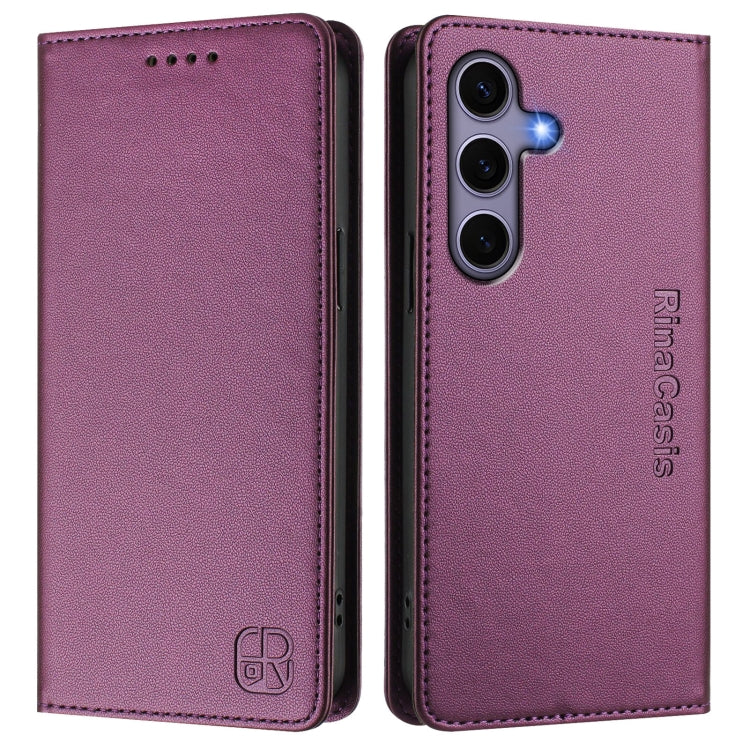 For Samsung Galaxy S24 / S25 5G RC01 Dual-Folded Magnetic Suction RFID Leather Phone Case(Violet) by buy2fix