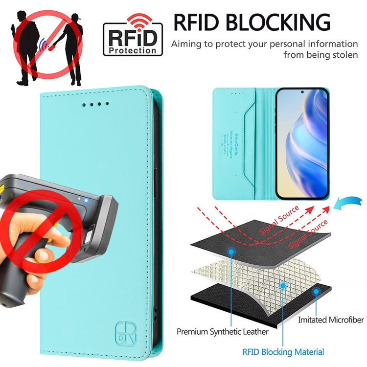 For Samsung Galaxy S24+ / S25+ 5G RC01 Dual-Folded Magnetic Suction RFID Leather Phone Case(Mint Green) by buy2fix