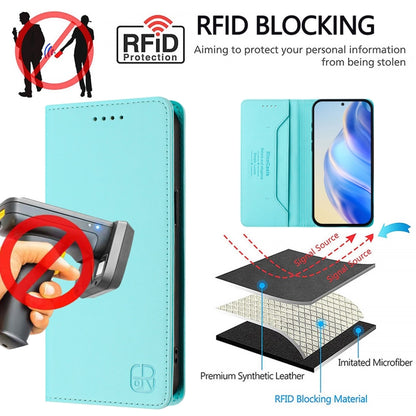 For Samsung Galaxy S24+ / S25+ 5G RC01 Dual-Folded Magnetic Suction RFID Leather Phone Case(Mint Green) by buy2fix
