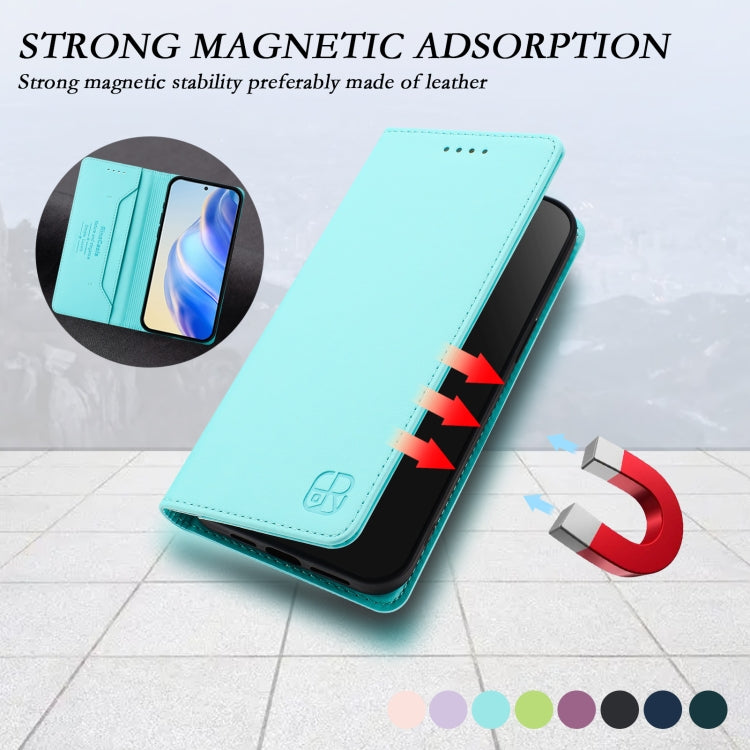 For Samsung Galaxy S24+ / S25+ 5G RC01 Dual-Folded Magnetic Suction RFID Leather Phone Case(Mint Green) by buy2fix