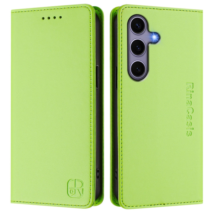 For Samsung Galaxy S24+ / S25+ 5G RC01 Dual-Folded Magnetic Suction RFID Leather Phone Case(Grass Green) by buy2fix