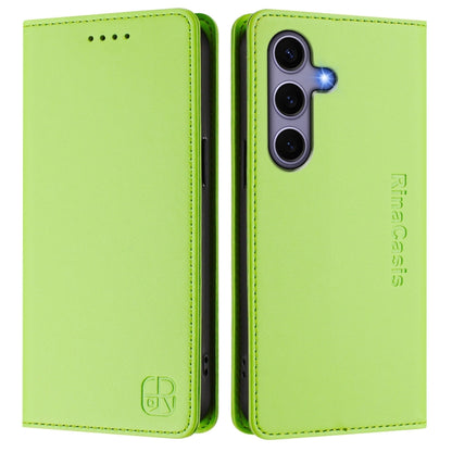 For Samsung Galaxy S24+ / S25+ 5G RC01 Dual-Folded Magnetic Suction RFID Leather Phone Case(Grass Green) by buy2fix