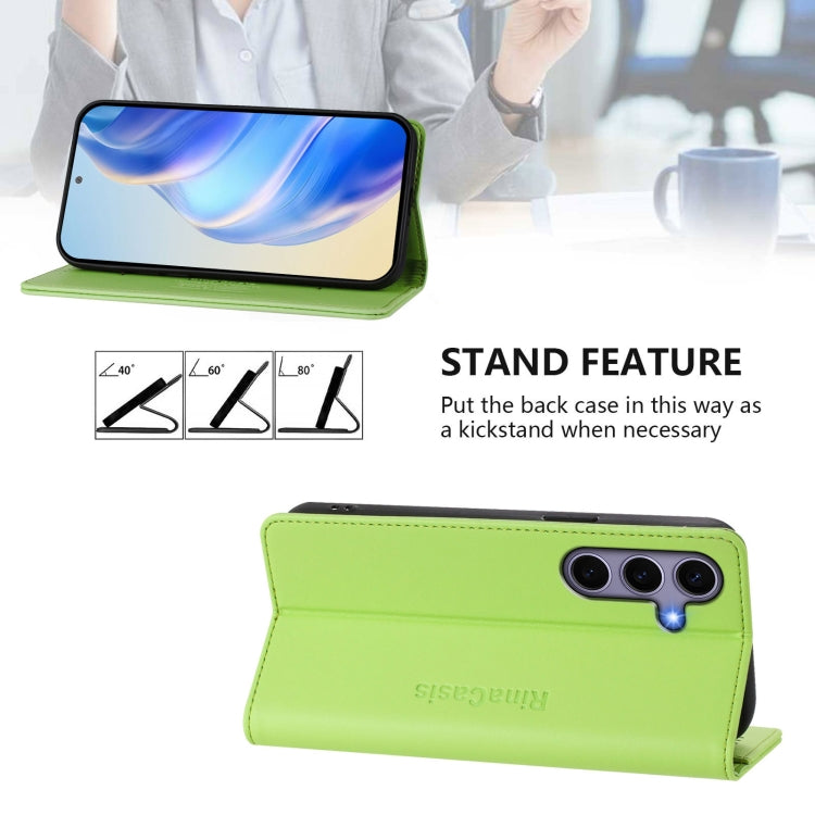 For Samsung Galaxy S24+ / S25+ 5G RC01 Dual-Folded Magnetic Suction RFID Leather Phone Case(Grass Green) by buy2fix