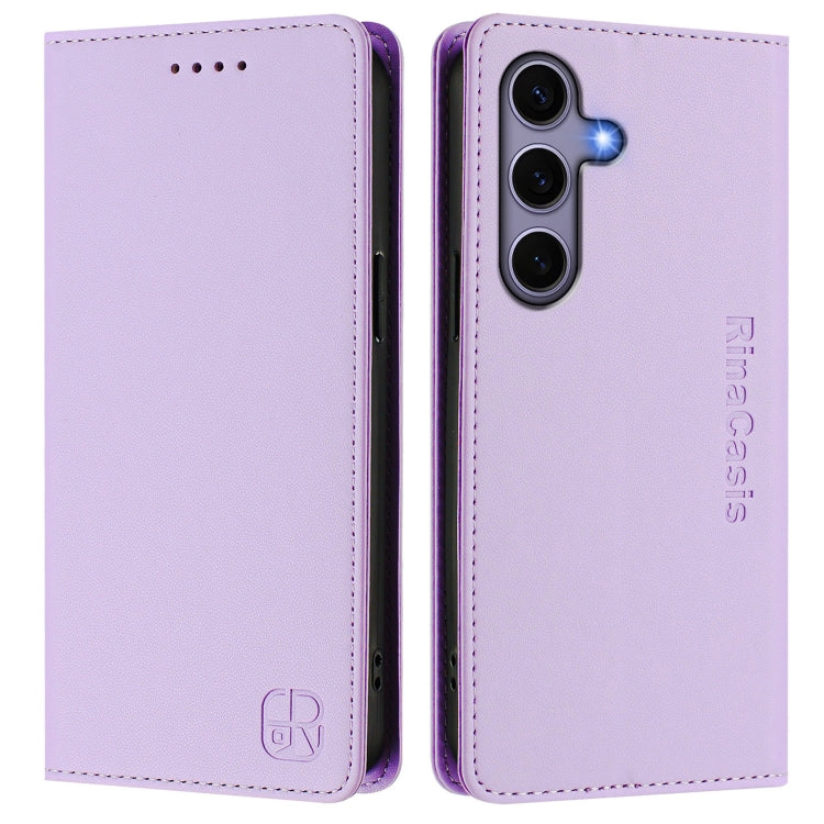 For Samsung Galaxy S24+ / S25+ 5G RC01 Dual-Folded Magnetic Suction RFID Leather Phone Case(Light Purple) by buy2fix