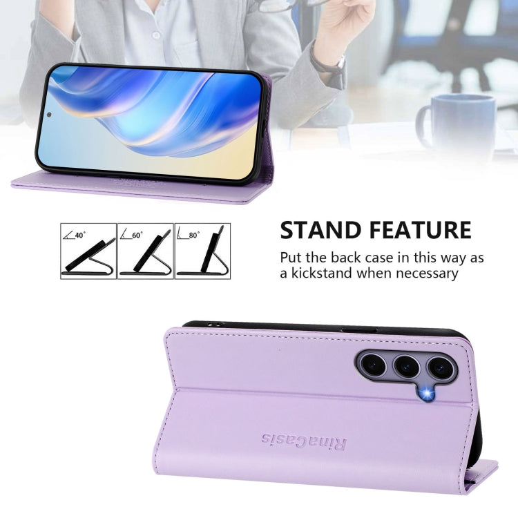 For Samsung Galaxy S24+ / S25+ 5G RC01 Dual-Folded Magnetic Suction RFID Leather Phone Case(Light Purple) by buy2fix