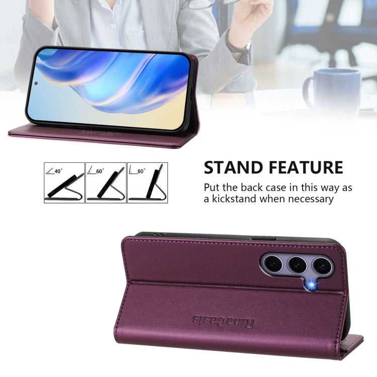 For Samsung Galaxy S24+ / S25+ 5G RC01 Dual-Folded Magnetic Suction RFID Leather Phone Case(Violet) by buy2fix