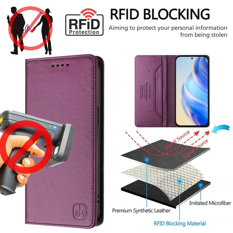 For Samsung Galaxy S24+ / S25+ 5G RC01 Dual-Folded Magnetic Suction RFID Leather Phone Case(Violet) by buy2fix