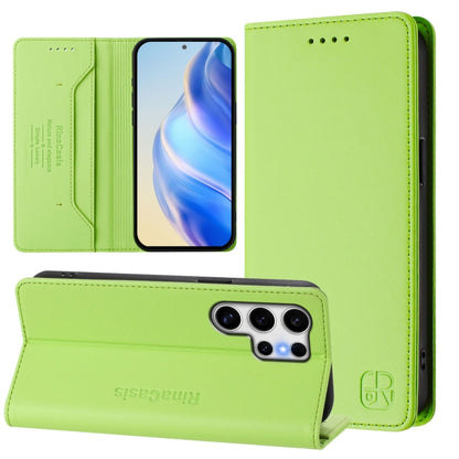 For Samsung Galaxy S25 Ultra 5G RC01 Dual-Folded Magnetic Suction RFID Leather Phone Case(Grass Green) by buy2fix