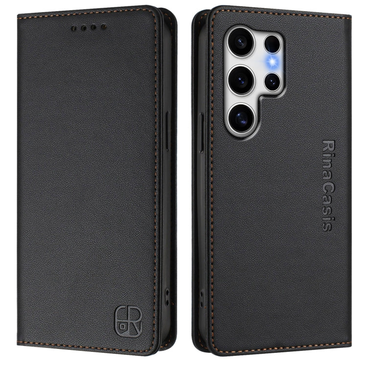 For Samsung Galaxy S25 Ultra 5G RC01 Dual-Folded Magnetic Suction RFID Leather Phone Case(Black) by buy2fix