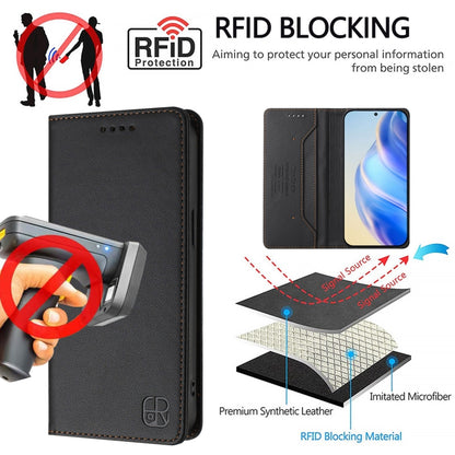 For Samsung Galaxy S25 Ultra 5G RC01 Dual-Folded Magnetic Suction RFID Leather Phone Case(Black) by buy2fix