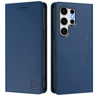 For Samsung Galaxy S25 Ultra 5G RC01 Dual-Folded Magnetic Suction RFID Leather Phone Case(Dark Blue) by buy2fix