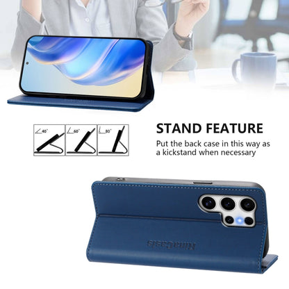 For Samsung Galaxy S25 Ultra 5G RC01 Dual-Folded Magnetic Suction RFID Leather Phone Case(Dark Blue) by buy2fix