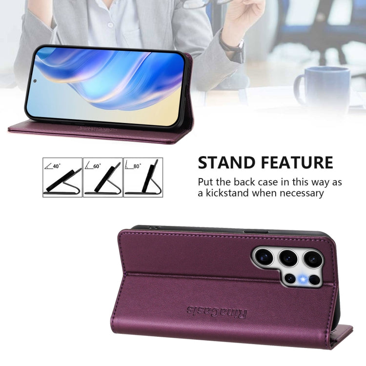 For Samsung Galaxy S25 Ultra 5G RC01 Dual-Folded Magnetic Suction RFID Leather Phone Case(Violet) by buy2fix