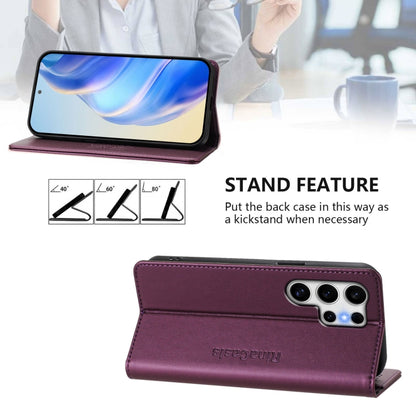 For Samsung Galaxy S25 Ultra 5G RC01 Dual-Folded Magnetic Suction RFID Leather Phone Case(Violet) by buy2fix