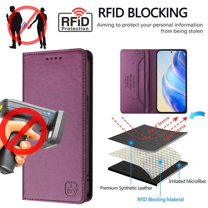 For Samsung Galaxy S25 Ultra 5G RC01 Dual-Folded Magnetic Suction RFID Leather Phone Case(Violet) by buy2fix