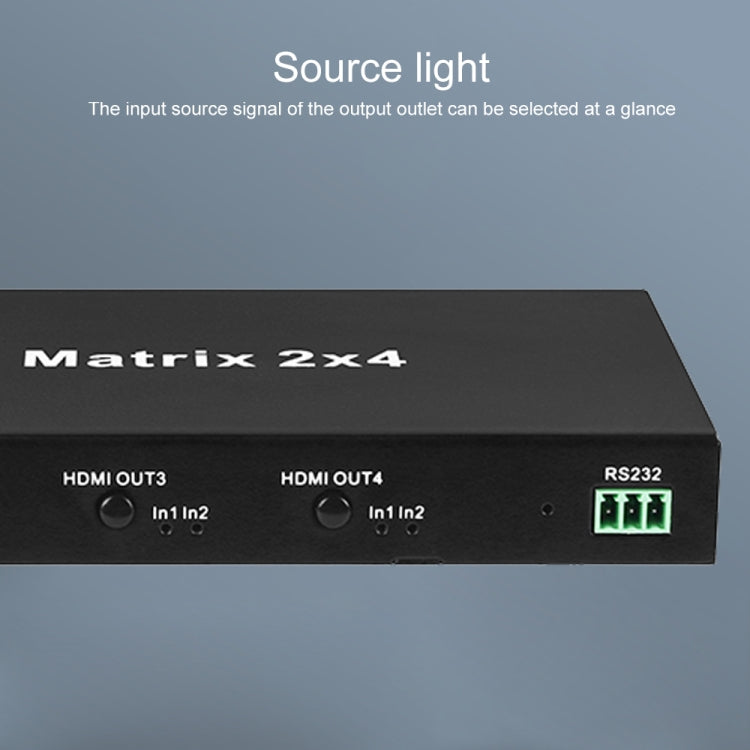 Measy MT4324 4K 30Hz 2 In 4 Out HDMI Matrix Switch Support Seamless Switching, UK Plug(Black) - Switch by Measy | Online Shopping UK | buy2fix