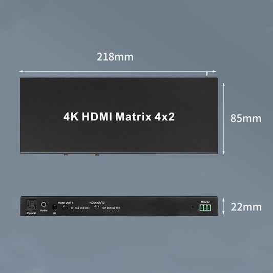 Measy MT4342 4K 30Hz 4 In 2 Out HDMI Matrix Switch Support Seamless Switching, EU Plug(Black) - Switch by Measy | Online Shopping UK | buy2fix