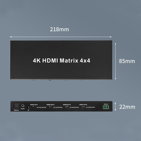 Measy MT4344 4K 30Hz 4 In 4 Out HDMI Matrix Switch Support Seamless Switching, AU Plug(Black) - Switch by Measy | Online Shopping UK | buy2fix