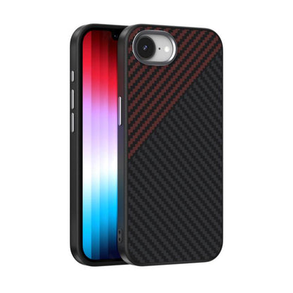 For iPhone 16e ABEEL C Carbon Fiber Series 6D Micro Relief MagSafe Phone Case(Black Red) - iPhone 16e Cases by buy2fix | Online Shopping UK | buy2fix